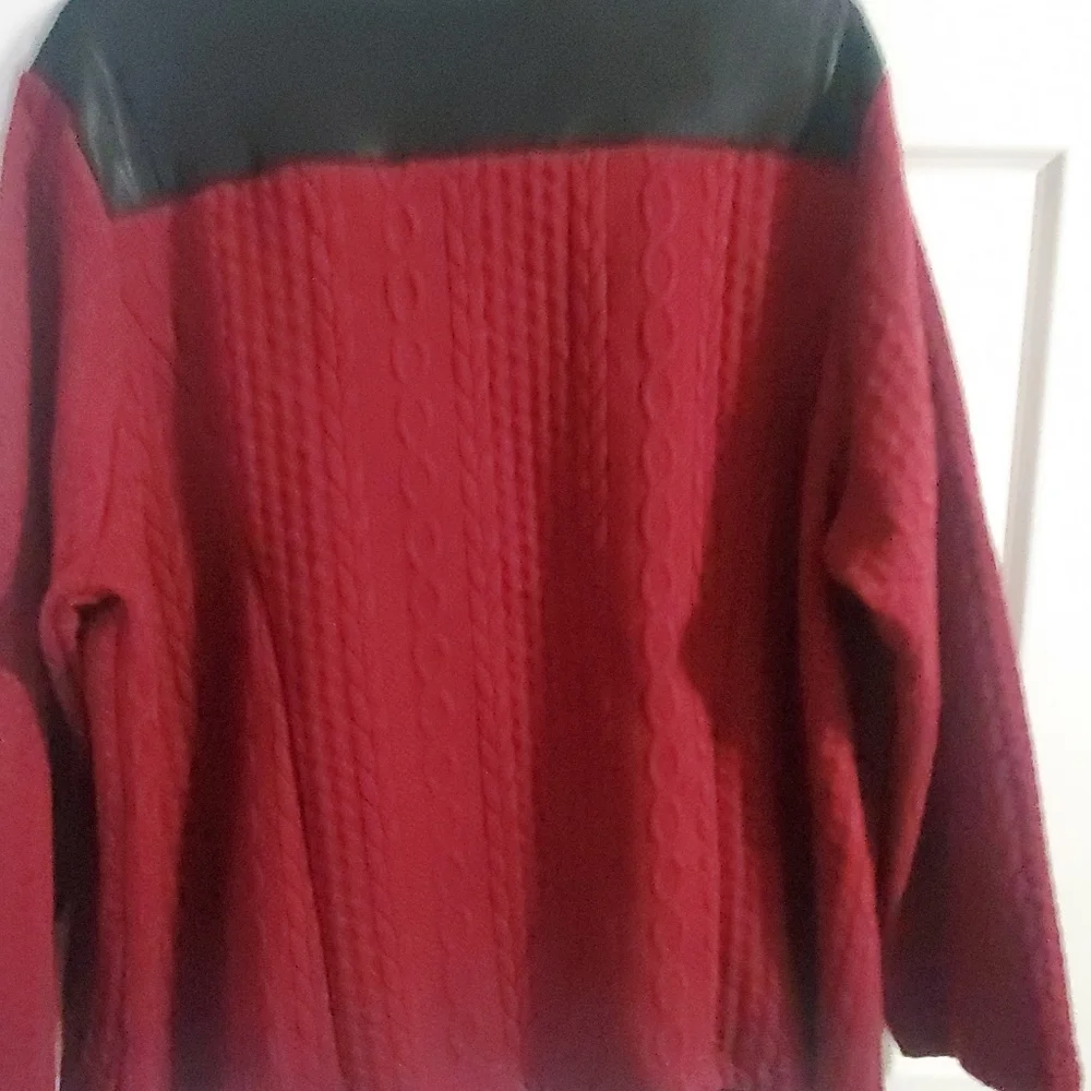 Tantrums 2X Wine Purple Zip Up Jacket. Faux Leather . Knit